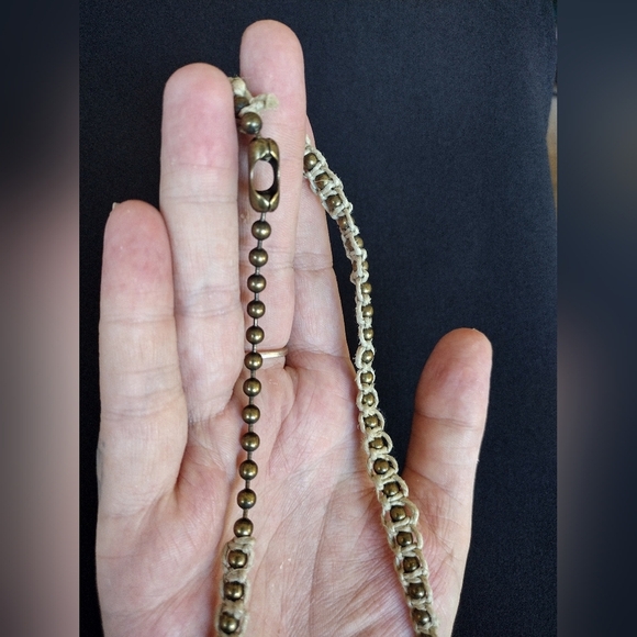 Y2K Hemp Rope Metal Ball Beaded Choker Necklace - Picture 3 of 10